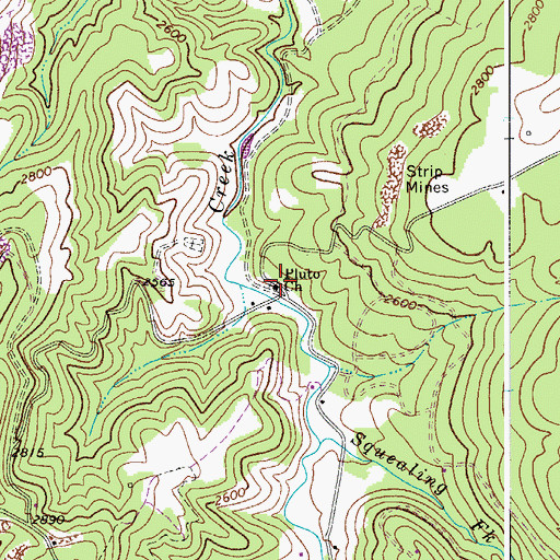 Topographic Map of Pluto Church, WV