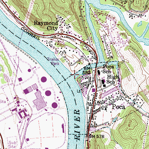 Topographic Map of Pocatalico River, WV