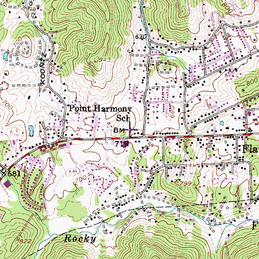 Topographic Map of Point Harmony School (historical), WV
