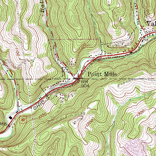 Topographic Map of Point Mills, WV