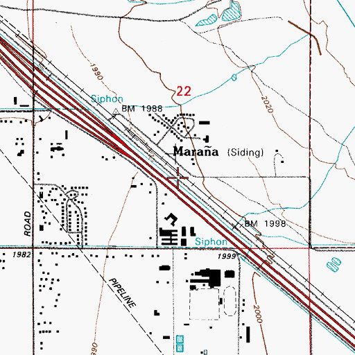 Topographic Map of Marana Railroad Station, AZ