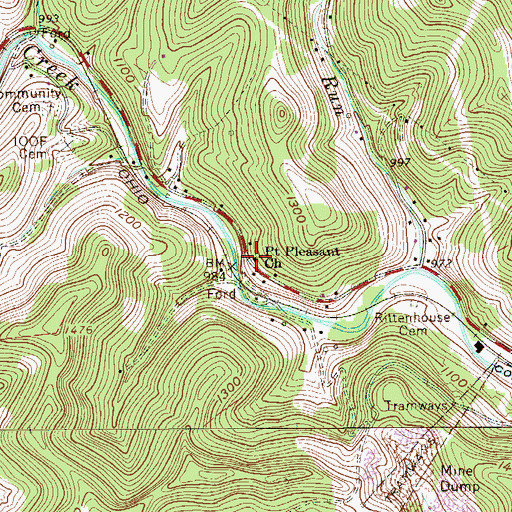 Topographic Map of Point Pleasant Church, WV