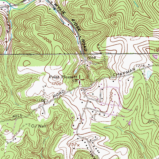 Topographic Map of Point Pleasant Church, WV