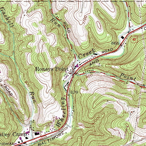 Topographic Map of Point Run, WV