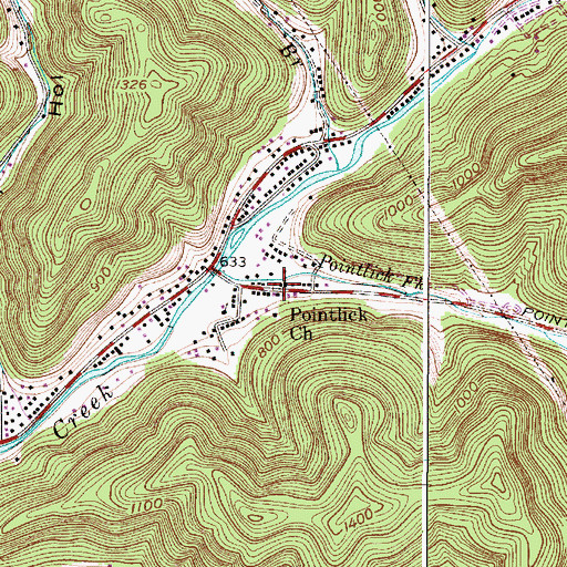 Topographic Map of Pointlick Church, WV