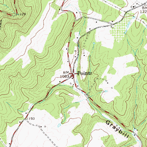 Topographic Map of Points, WV