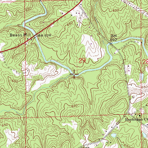 Topographic Map of Little Halawaka Creek, AL