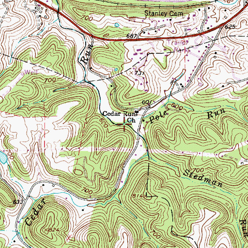 Topographic Map of Pole Run, WV