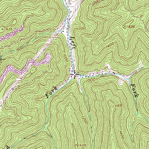 Topographic Map of Poleroad Fork, WV