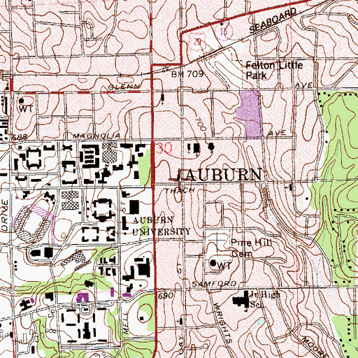 Topographic Map of First Presbyterian Church of Auburn, AL
