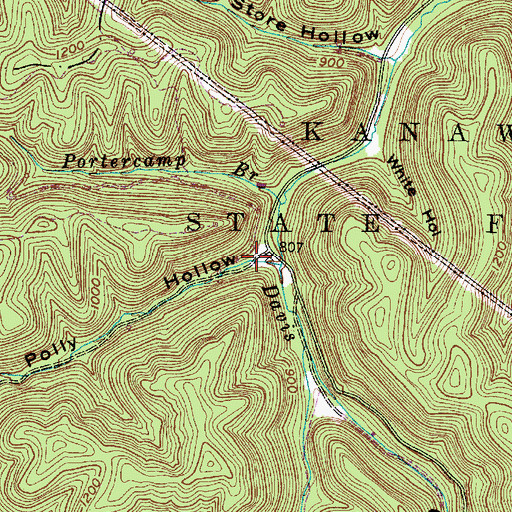 Topographic Map of Polly Hollow, WV