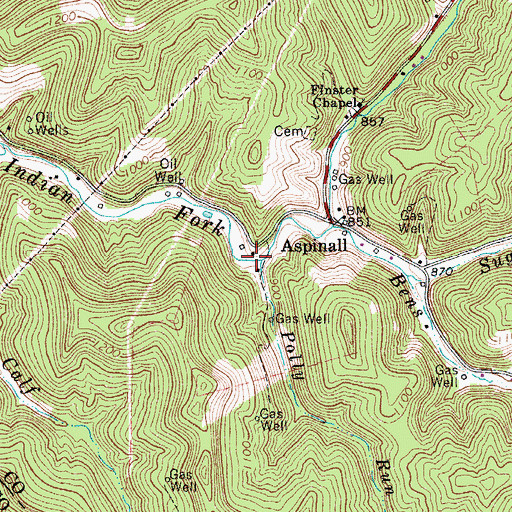 Topographic Map of Polly Run, WV