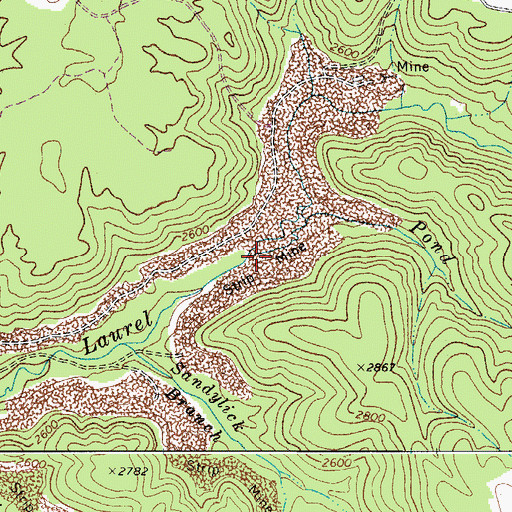 Topographic Map of Pond Branch, WV