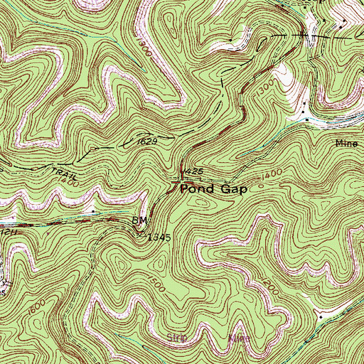 Topographic Map of Pond Gap, WV