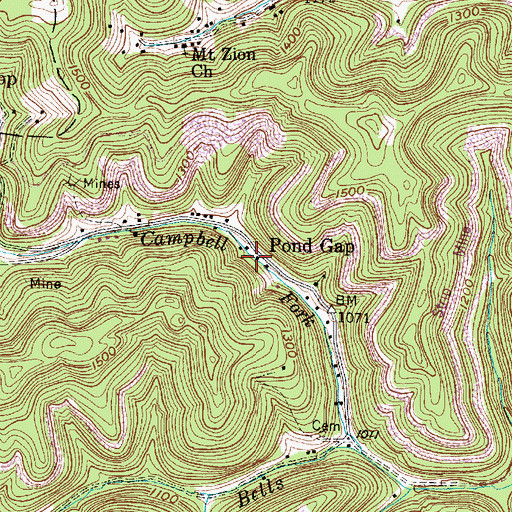 Topographic Map of Pond Gap, WV