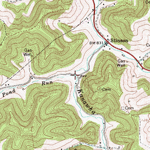 Topographic Map of Pond Run, WV