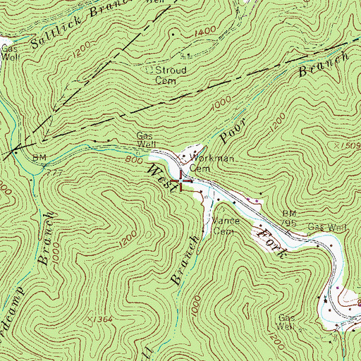 Topographic Map of Poor Branch, WV