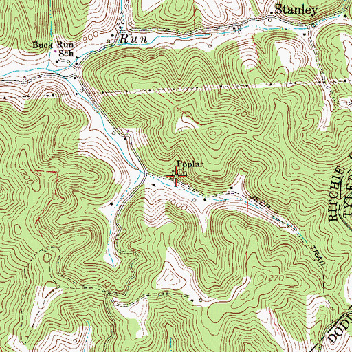 Topographic Map of Poplar Church, WV
