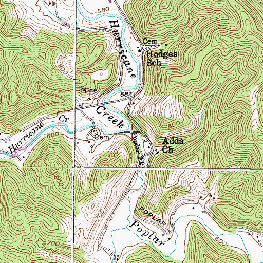 Topographic Map of Poplar Fork, WV