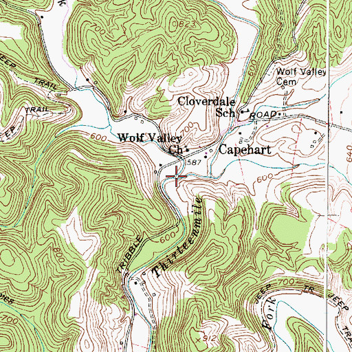 Topographic Map of Poplar Fork, WV