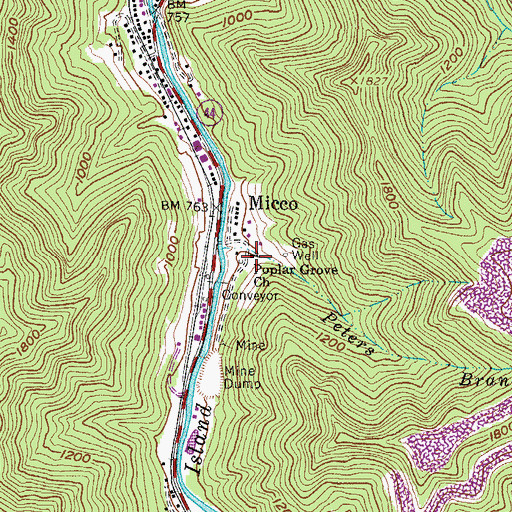 Topographic Map of Poplar Grove Church, WV