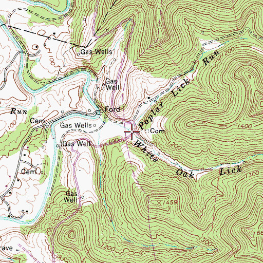 Topographic Map of Poplar Lick Run, WV