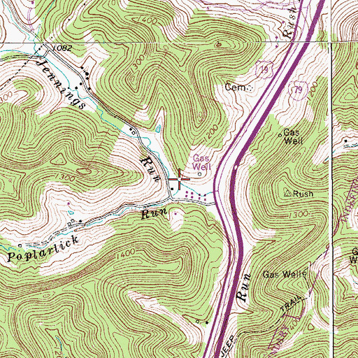 Topographic Map of Poplarlick Run, WV