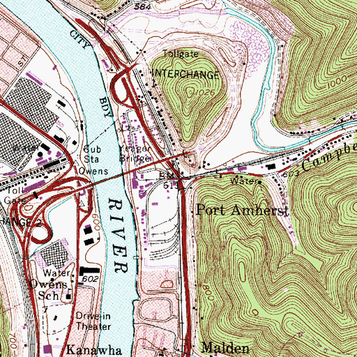 Topographic Map of Port Amherst, WV