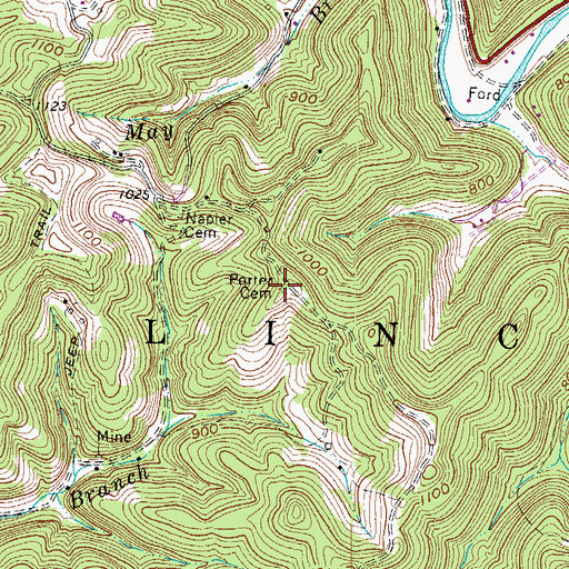 Topographic Map of Porter Cemetery, WV