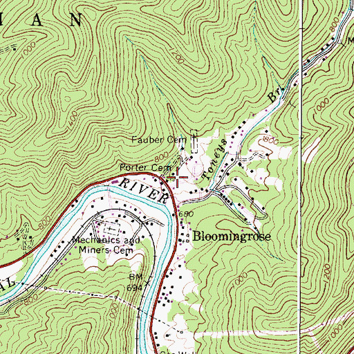 Topographic Map of Porter Cemetery, WV