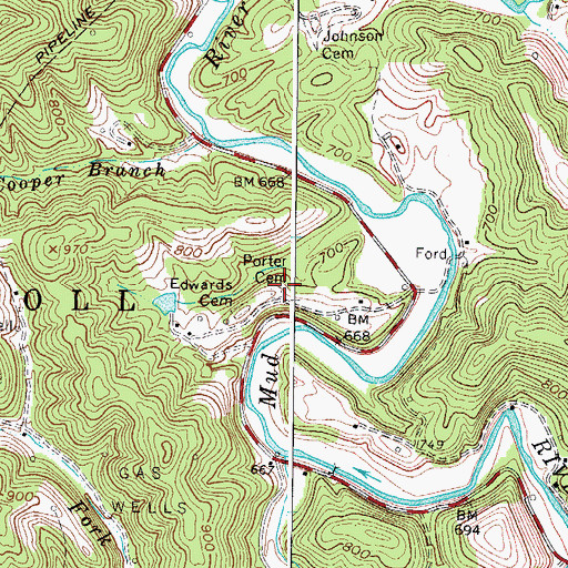 Topographic Map of Porter Cemetery, WV