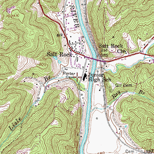 Topographic Map of Porter Cemetery, WV