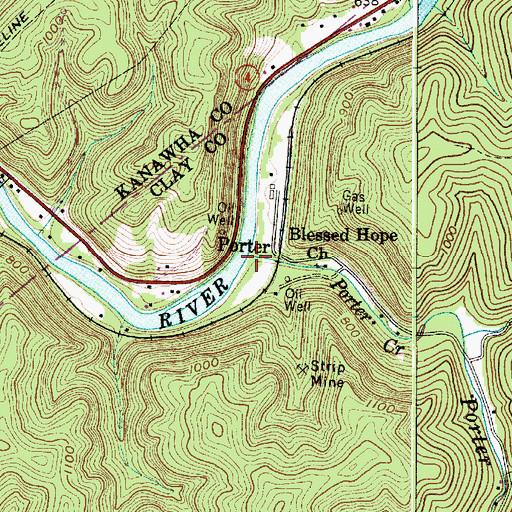 Topographic Map of Porter Creek, WV