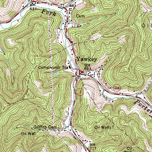 Topographic Map of Porter Fork, WV