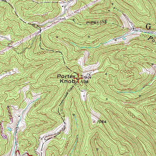 Topographic Map of Porter Knob, WV