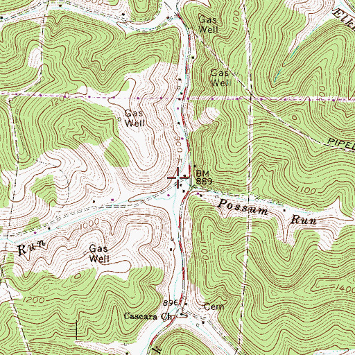 Topographic Map of Possum Run, WV