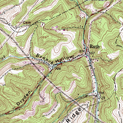 Topographic Map of Pot Branch, WV