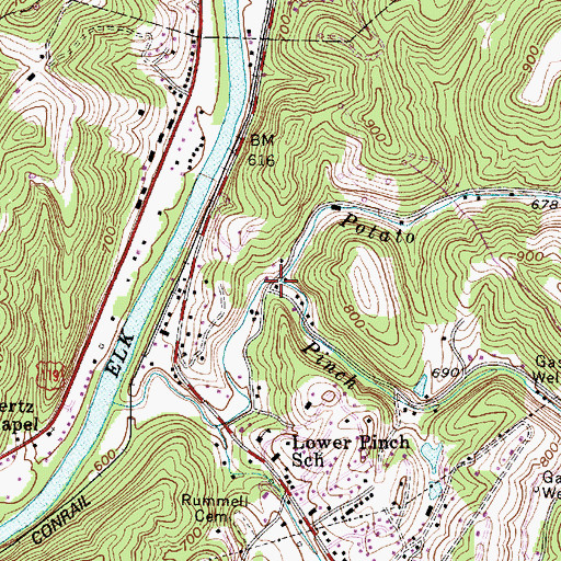 Topographic Map of Potato Fork, WV