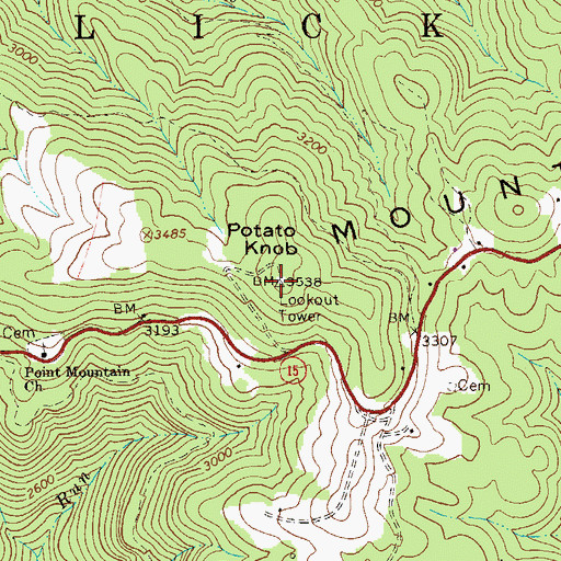 Topographic Map of Potato Knob, WV