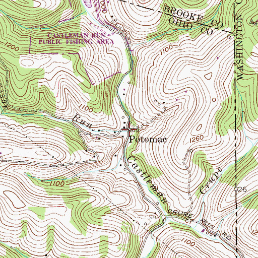 Topographic Map of Potomac, WV