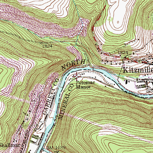 Topographic Map of Potomac Manor, WV