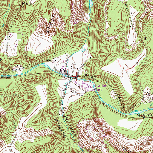 Topographic Map of Potrock Run, WV
