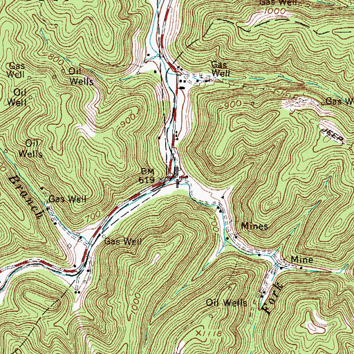 Topographic Map of Pound Fork, WV