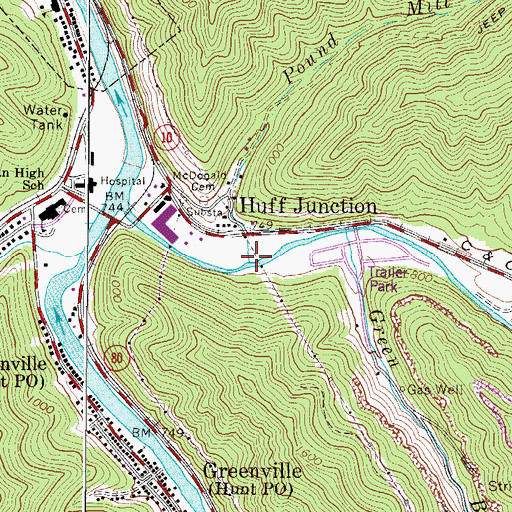 Topographic Map of Pound Mill Branch, WV