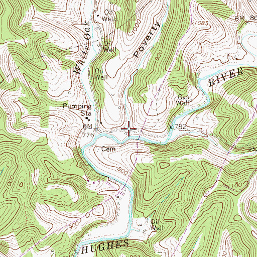 Topographic Map of Poverty Hollow, WV