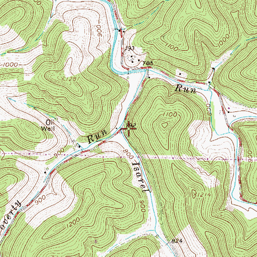 Topographic Map of Poverty Run, WV