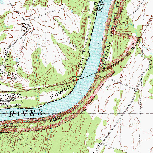 Topographic Map of Powell Bend, WV