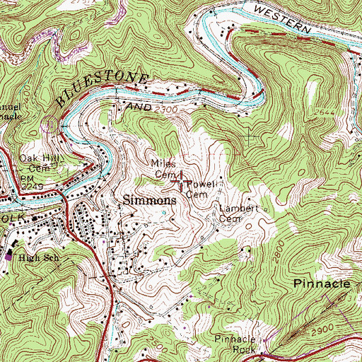 Topographic Map of Powell Cemetery, WV