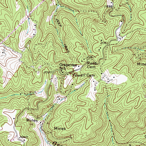 Topographic Map of Powell Cemetery, WV
