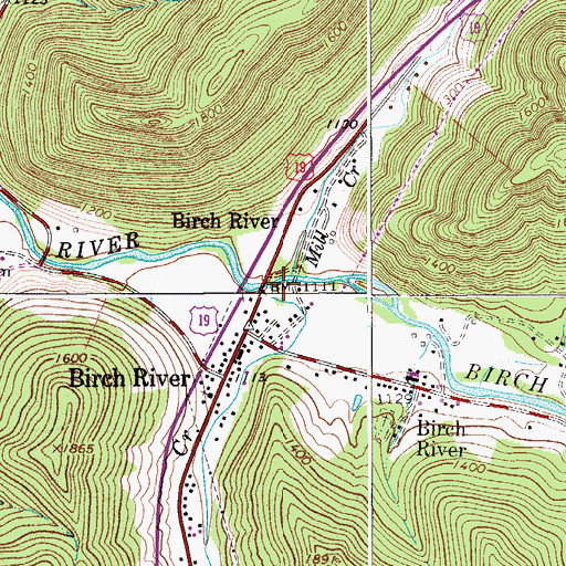 Topographic Map of Powell Creek, WV